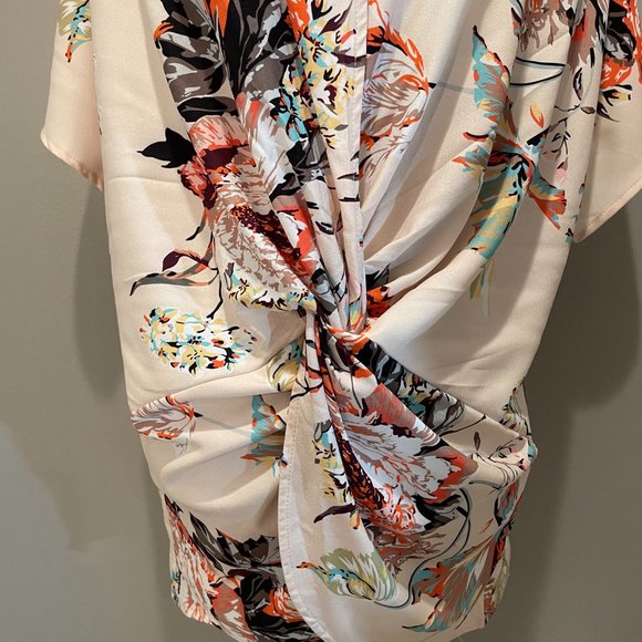 D'Bella Womens 1/2 Sleeve Faux Wrap Floral Print Tunic Top sz L - Picture 3 of 6